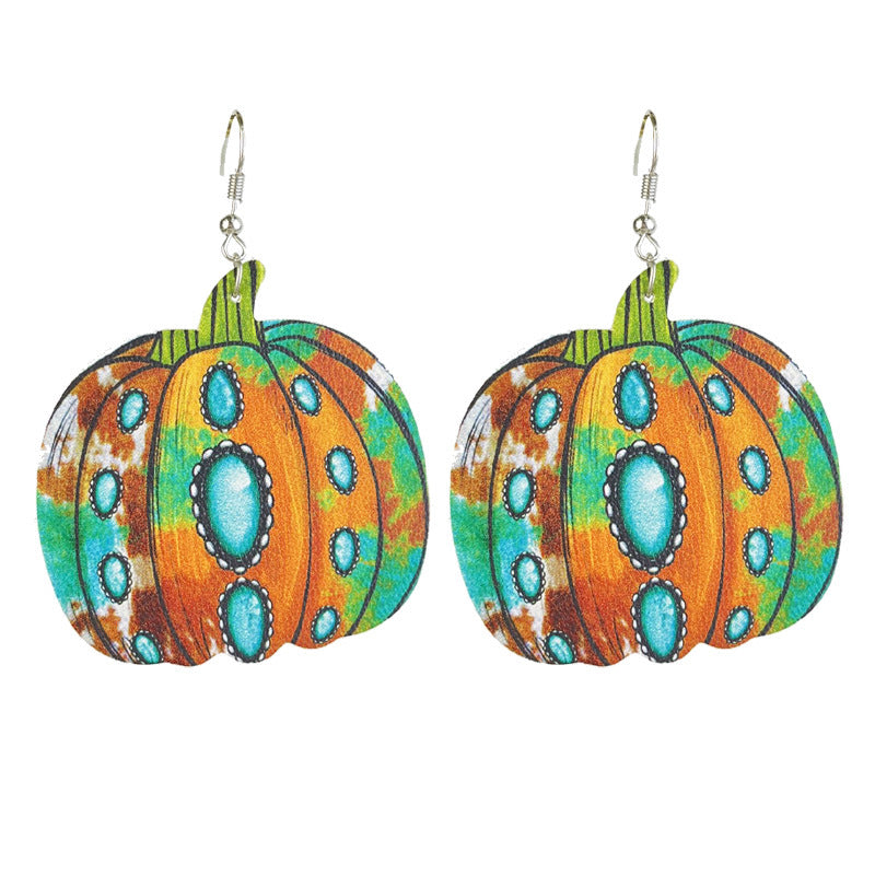 Pumpkin Fall Collection Leather Earrings for Halloween and Thanksgiving