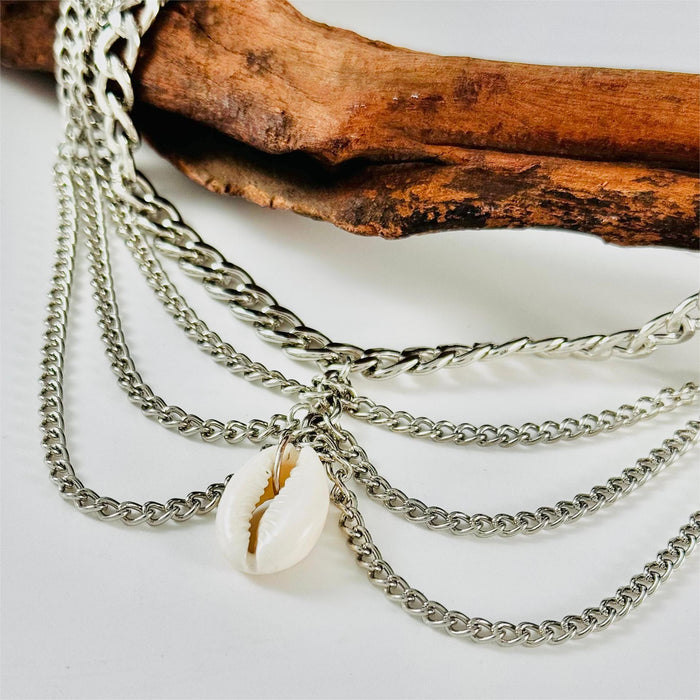 Tobillera con cadena de borlas y conchas bohemias: pulseras de tobillo en capas de moda