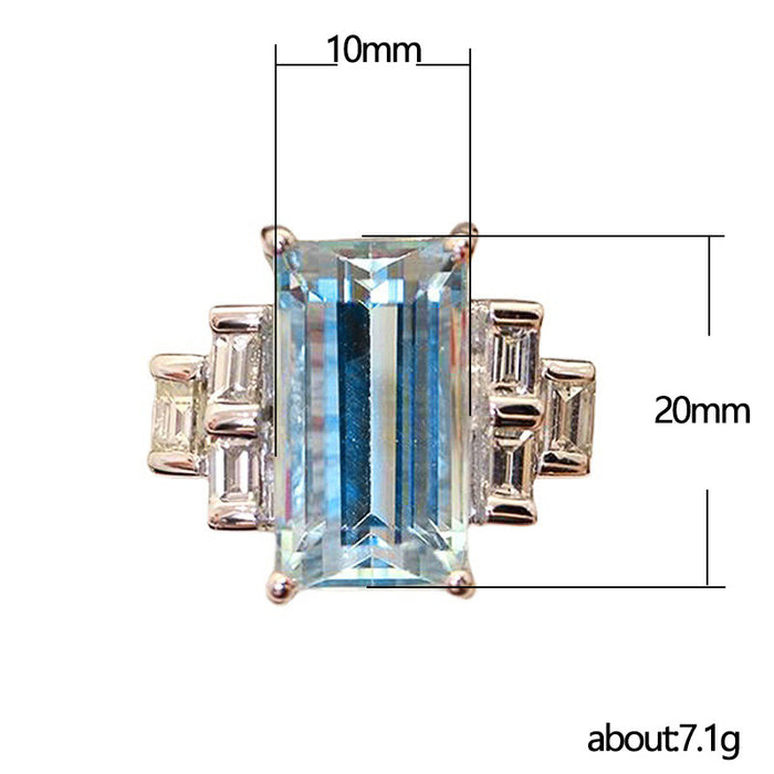 10*20mm aquamarine zircon engagement ring luxury proposal ring