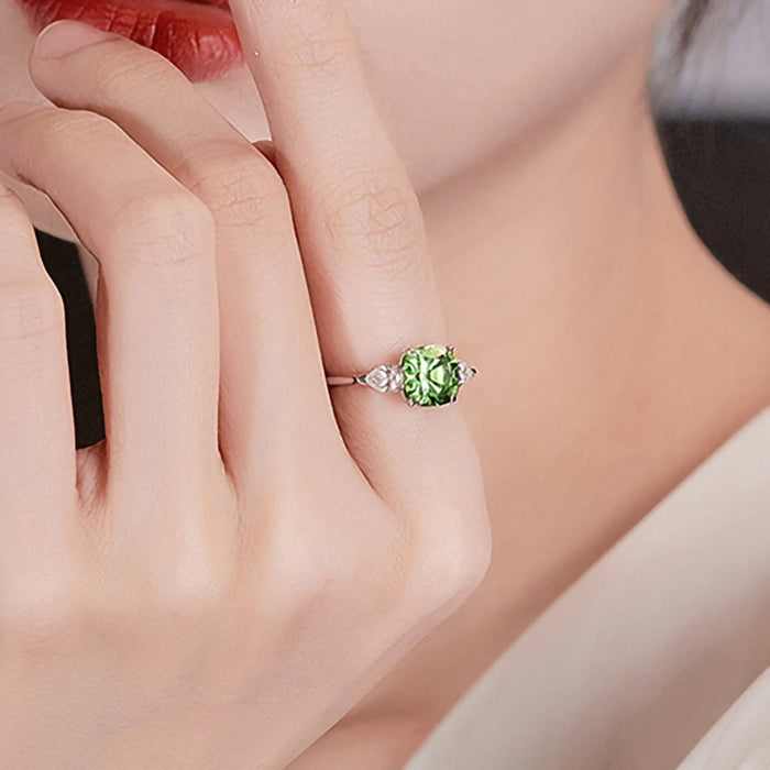 Anillo con incrustaciones cuadradas, elegante regalo de compromiso verde, joyería