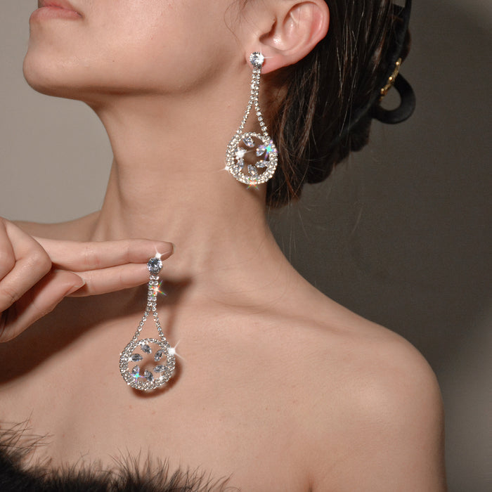 Vintage Tassel Earrings - Luxurious Champagne Rhinestone Jewelry for Women