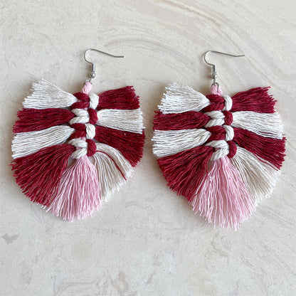 Bohemian Tassel Earrings with Wooden Design for Wedding and Gifts