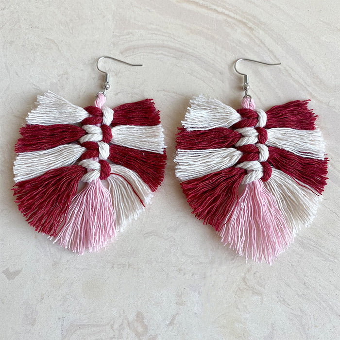 Bohemian Tassel Earrings with Wooden Design for Wedding and Gifts