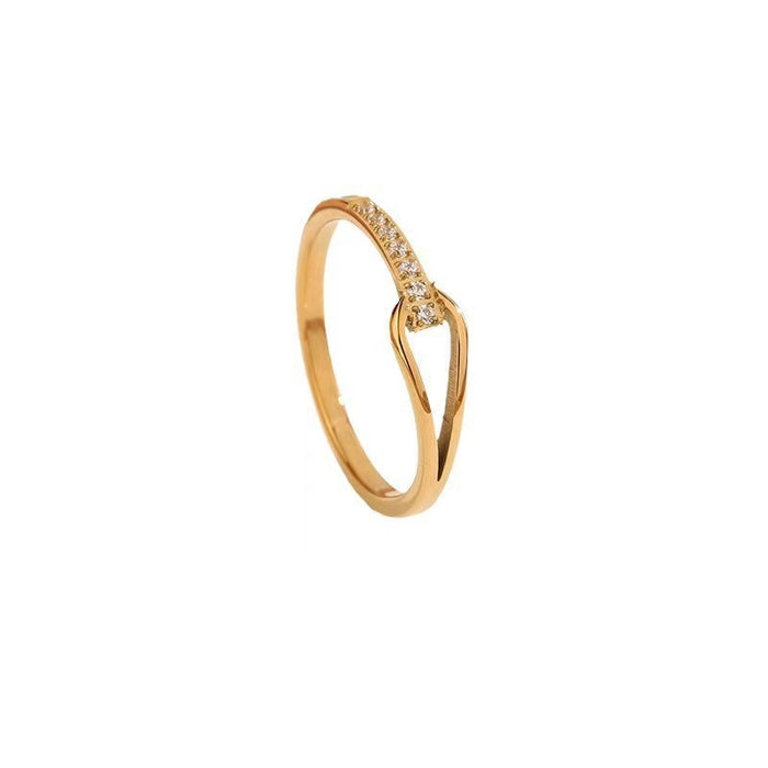 Wholesale titanium steel diamond-encrusted teardrop CNC geometric prong rings