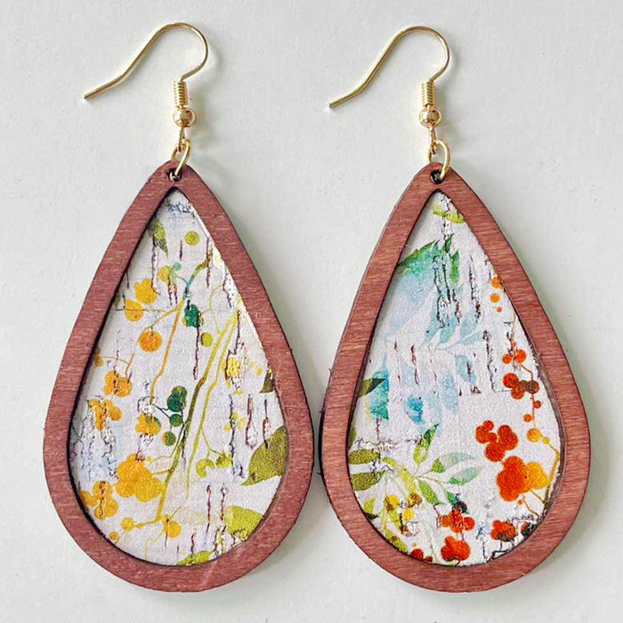 Flower wooden earrings