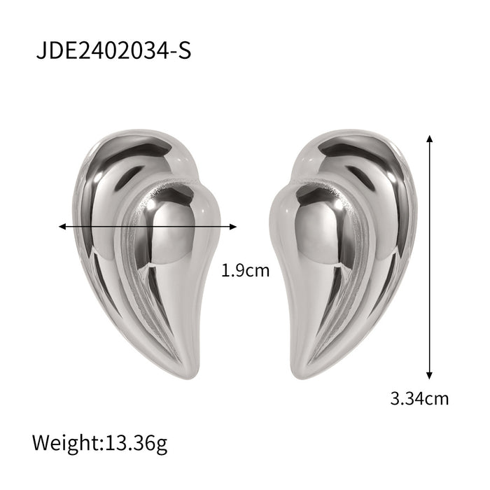 2024 Spring/Summer New 18K Gold Stainless Steel Textured C-Shaped Earrings - High-End Jewelry for Women