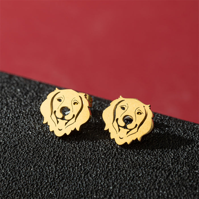 Pet Dog Head Stainless Steel Stud Earrings - Unique and Stylish Jewelry