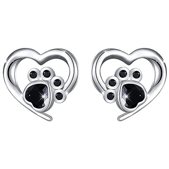 Dog Paw Earrings Hollow Heart Pet Earrings