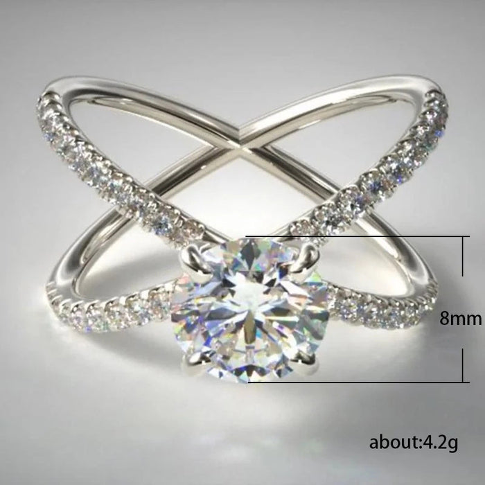 Creative X-shaped zircon cross ring for women, personalized fashion accessories