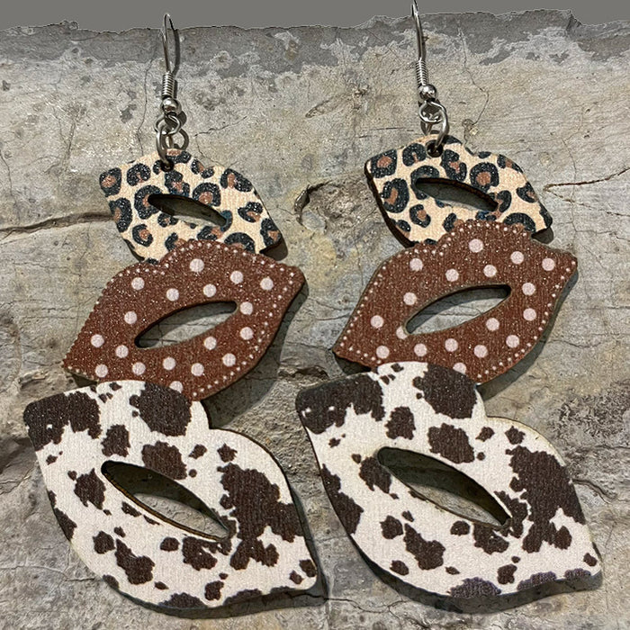 Valentine's Day Earrings with Lips, Patchwork Western Cowboy Boots, and Leopard Print