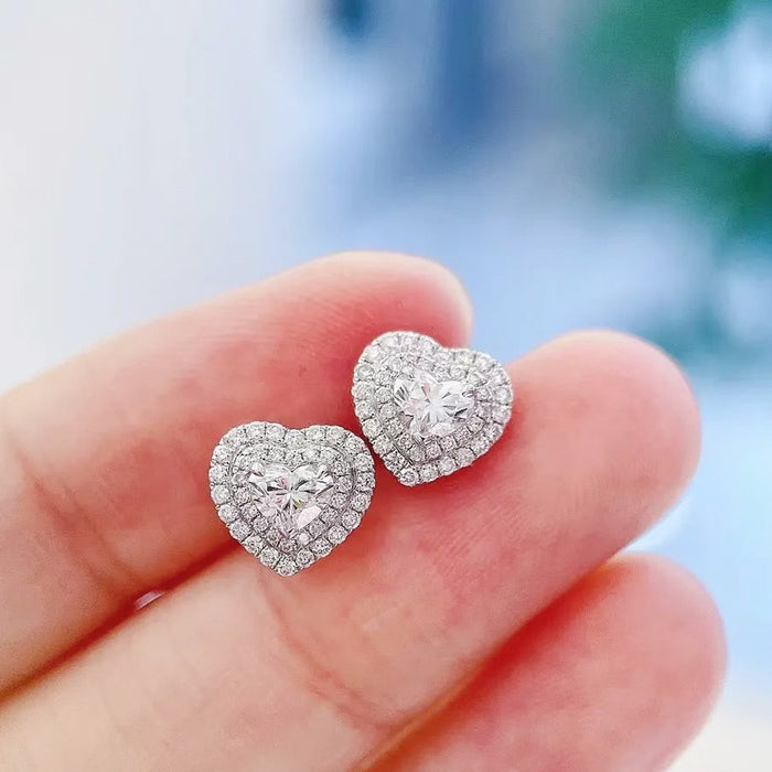 Pendientes de circonitas y diamantes en forma de corazón