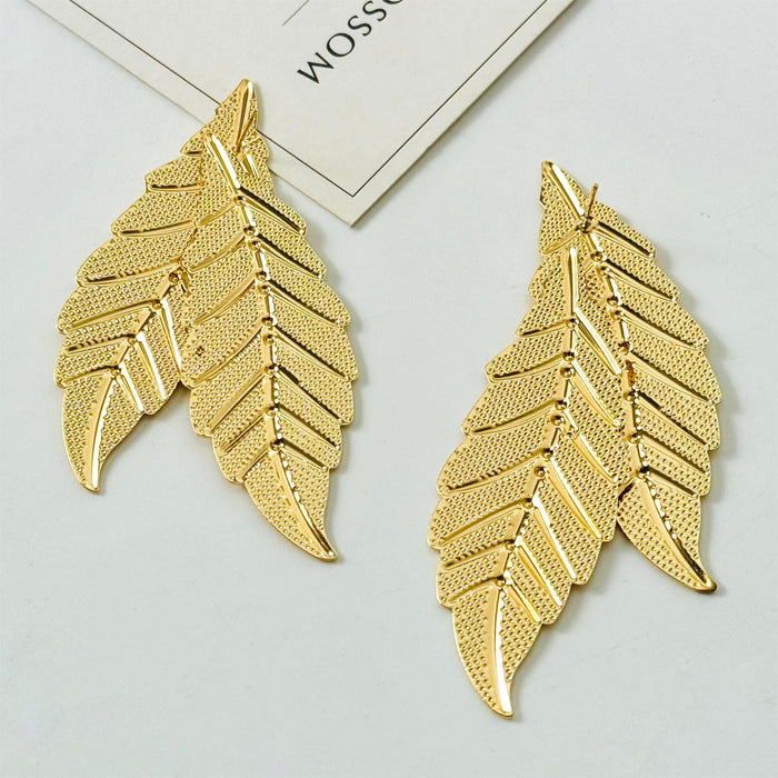 Vintage leaf earrings metal leaf earrings