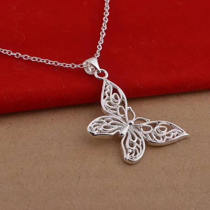 Hollow butterfly pendant for women, elegant clavicle necklace