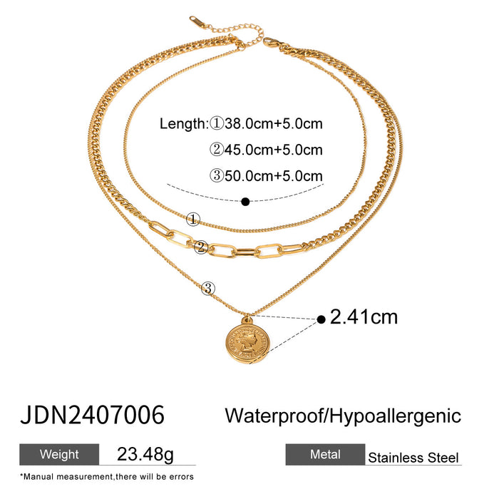 Stainless steel gold multi-layer necklace pendant titanium steel clavicle chain