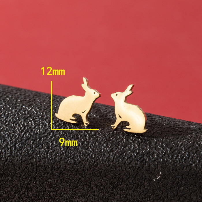 Rabbit Zodiac Stainless Steel Stud Earrings - Adorable and Playful Animal Jewelry