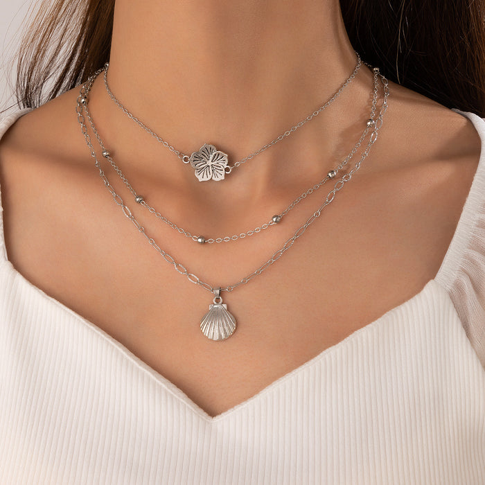 WISH Trendy Bar Pendant Necklace Set - Double-Layer Geometric Chain