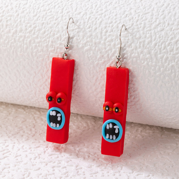 Red letter earrings creative personality earrings