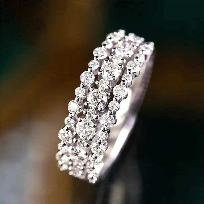 Starlight shining ring, shining multi-layer hip-hop small row diamond small tail ring