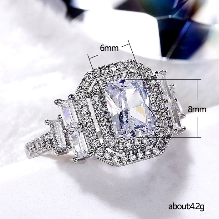 High-end fully inlaid zircon ring for women creative wedding gift