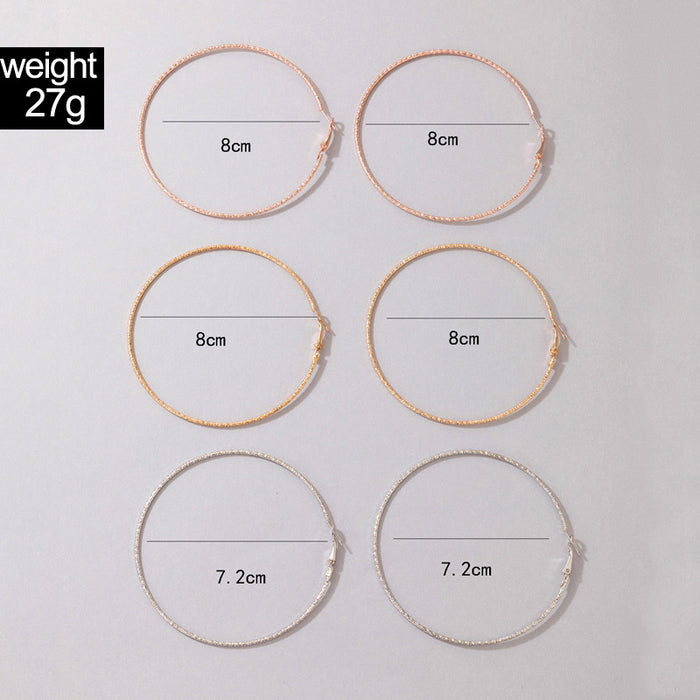 Large circle geometric hoop earrings three-piece set