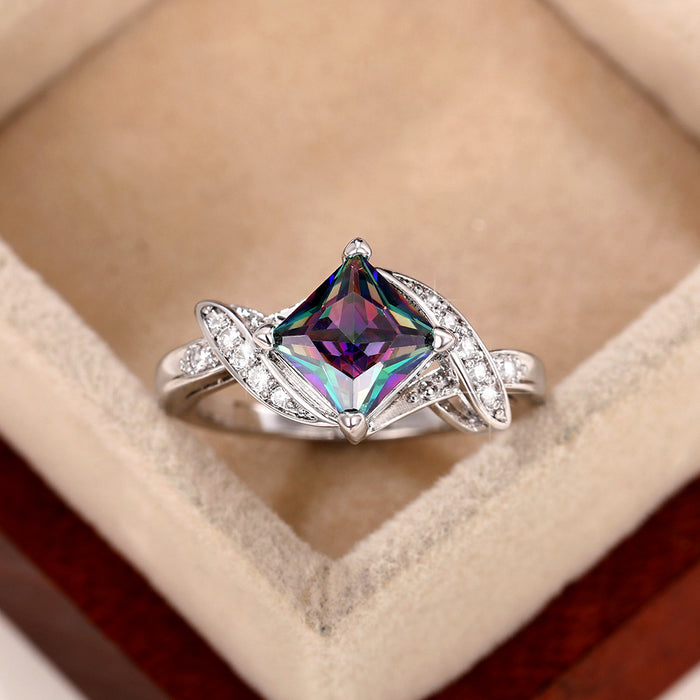 Colorful zircon ring personality party accessories
