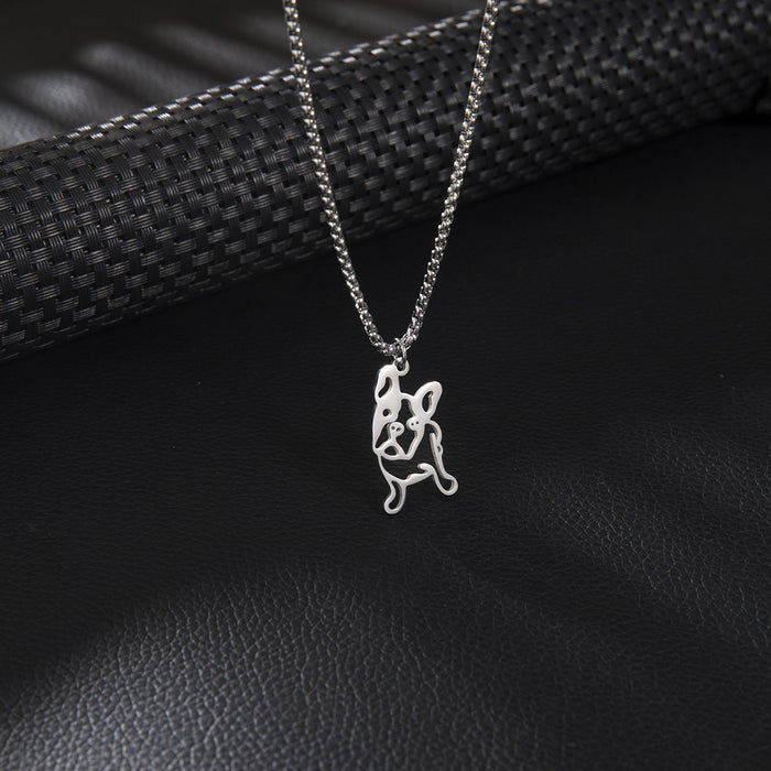 Happy dog pendant necklace, summer stainless steel non-fading long versatile jewelry spot wholesale