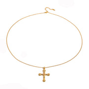 Stainless steel diamond cross necklace fashion sweater chain titanium steel necklace - wallojewerly 