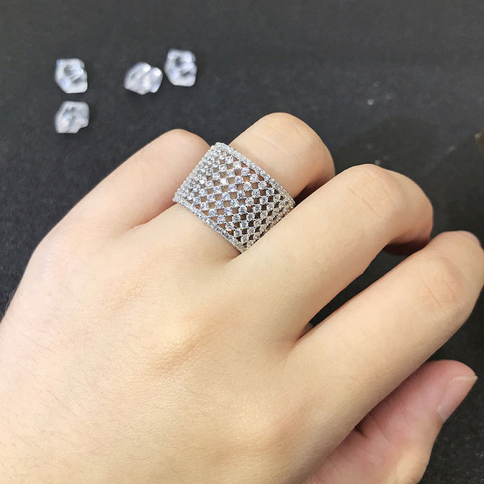 Hollow zircon ring trendy simple ring