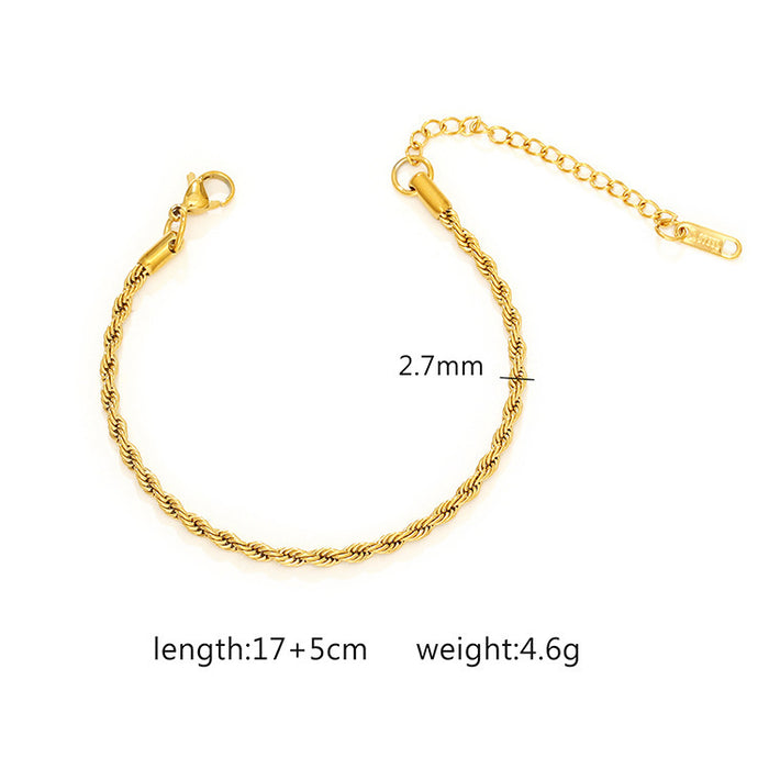 18K Gold Plated Stainless Steel Cuban Chain Women's Titanium Steel Bracelet