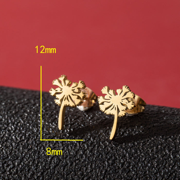 Dandelion Stainless Steel Stud Earrings - Simple and Elegant Floral Jewelry