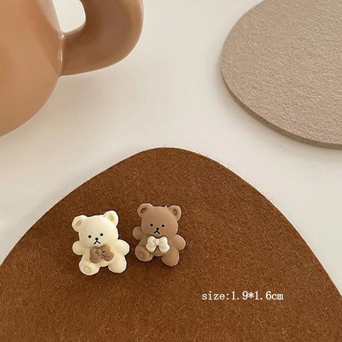 Cartoon bear earrings milk coffee color sweet earrings