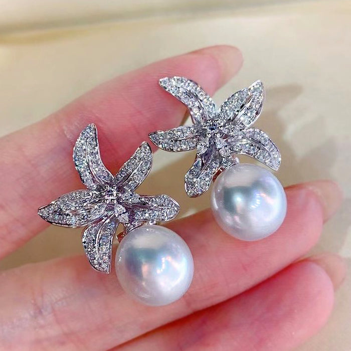 Cute starfish zircon earrings