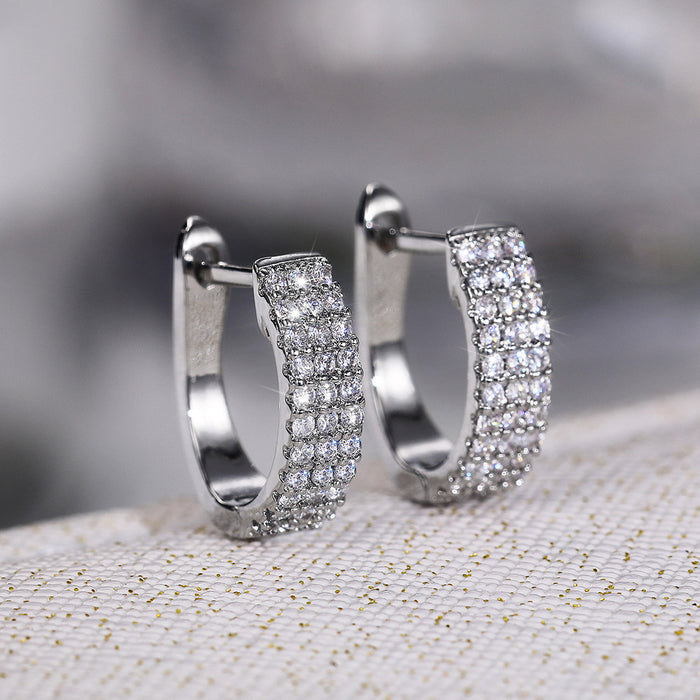 Pendientes de circonitas y diamantes con garra hexagonal para desplazamientos diarios