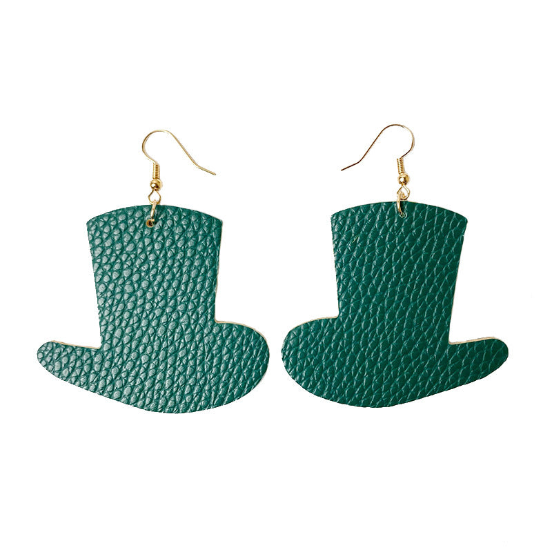 St. Patrick's Day Glitter Earrings with Green Polka Dot and Flower Hat - wallojewerly 