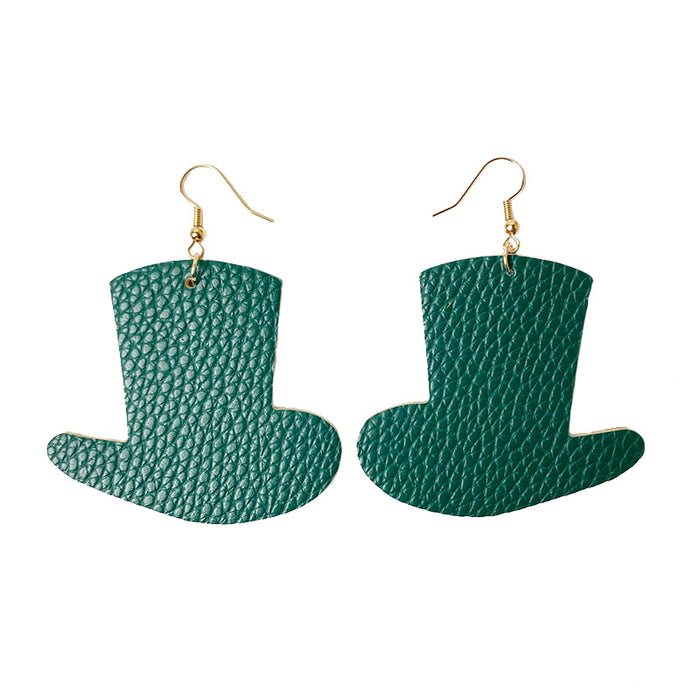 St. Patrick's Day Glitter Earrings with Green Polka Dot and Flower Hat