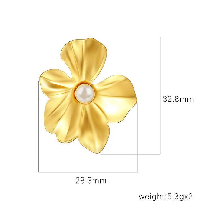 Pearl flower earrings retro luxury 18K earrings