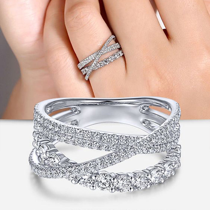 Anillo de diamantes inteligente, anillo en espiral de líneas escalonadas simples, anillo de personalidad y temperamento para mujeres
