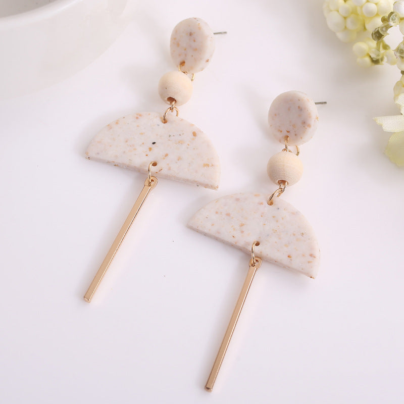 Modern Geometric Clay Earrings - Trendy Floral Design for a Chic Look