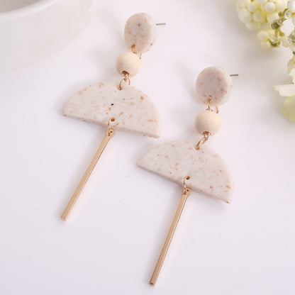 Modern Geometric Clay Earrings - Trendy Floral Design for a Chic Look