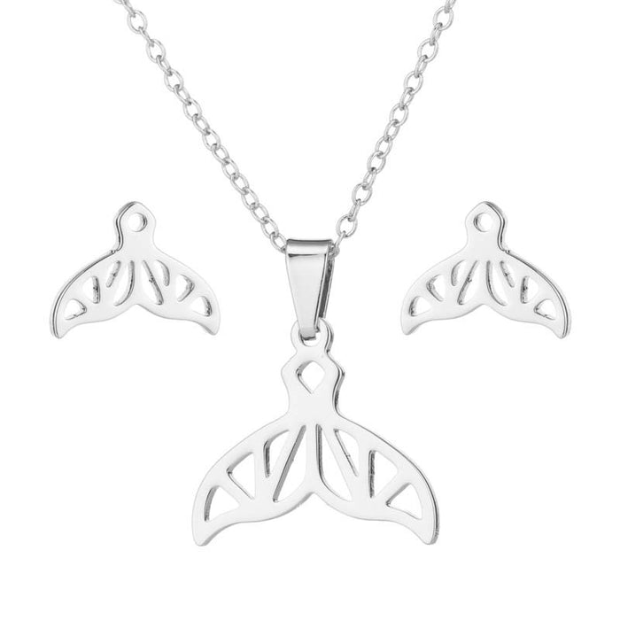 Mermaid Tail Stainless Steel Jewelry Set - Cute and Playful Ocean-Themed Jewelry