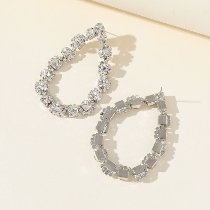 Geometric Rhinestone Earrings - Sexy Full Diamond Studs for a Trendy Style