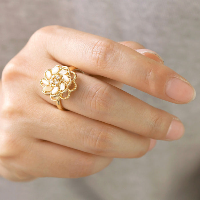 Wholesale copper micro-set zircon cat's eye flower rotating ring