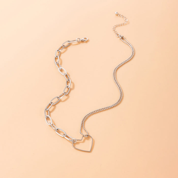 Hollow Heart Chain Necklace - Simple Heart Bead Choker