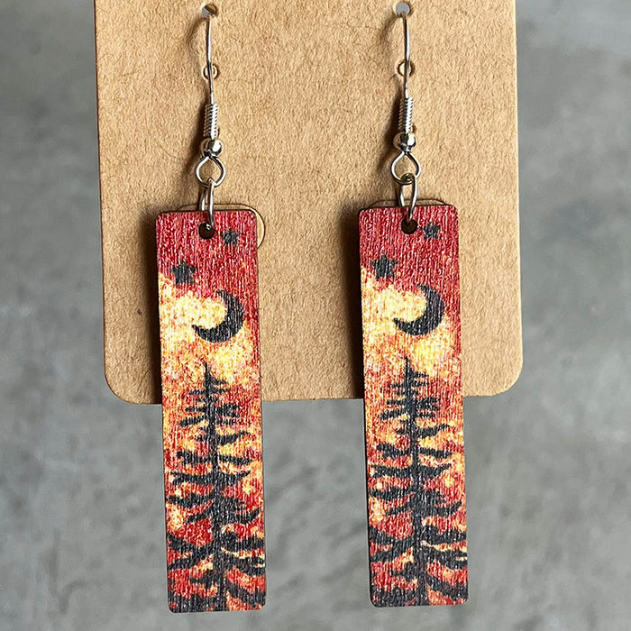 Wooden tree earrings