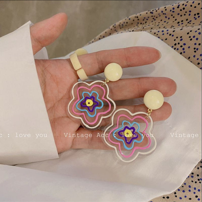 Colorful acrylic earrings Korean version dog flower earrings