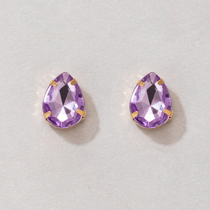 Palace retro style teardrop-shaped purple diamond earrings