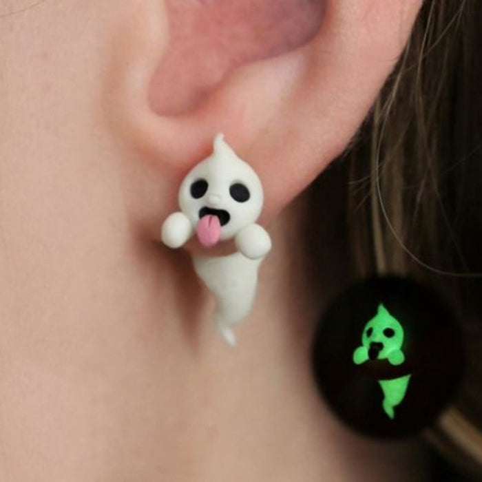 Wholesale Halloween Glow-in-the-Dark Ghost Earrings - Spooky Luminous Drop Earrings & Trendy Holiday Gift for Women