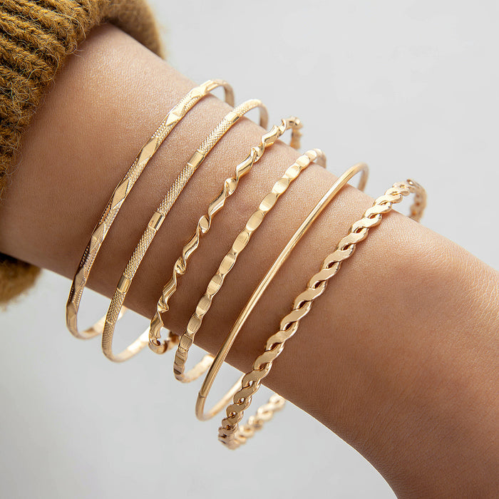 Wide Band Cuff Bracelet Set – Gold-Toned Statement Jewelry