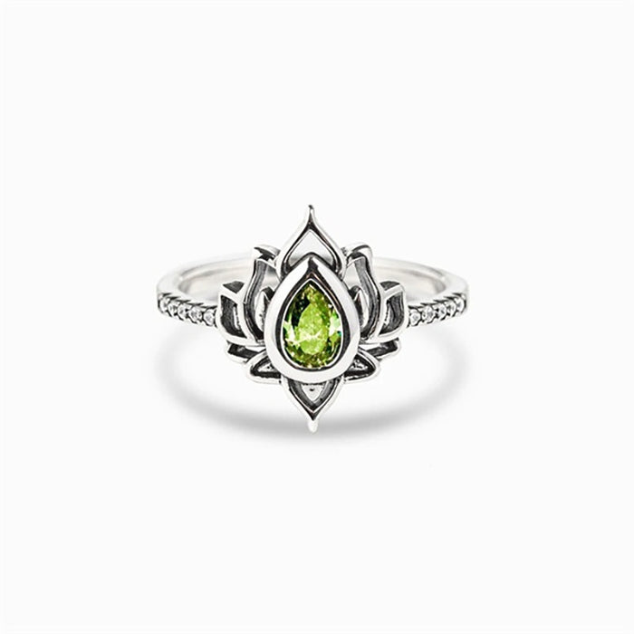 Flame Shaped Lotus Ring Vintage Wide Face Single Ring