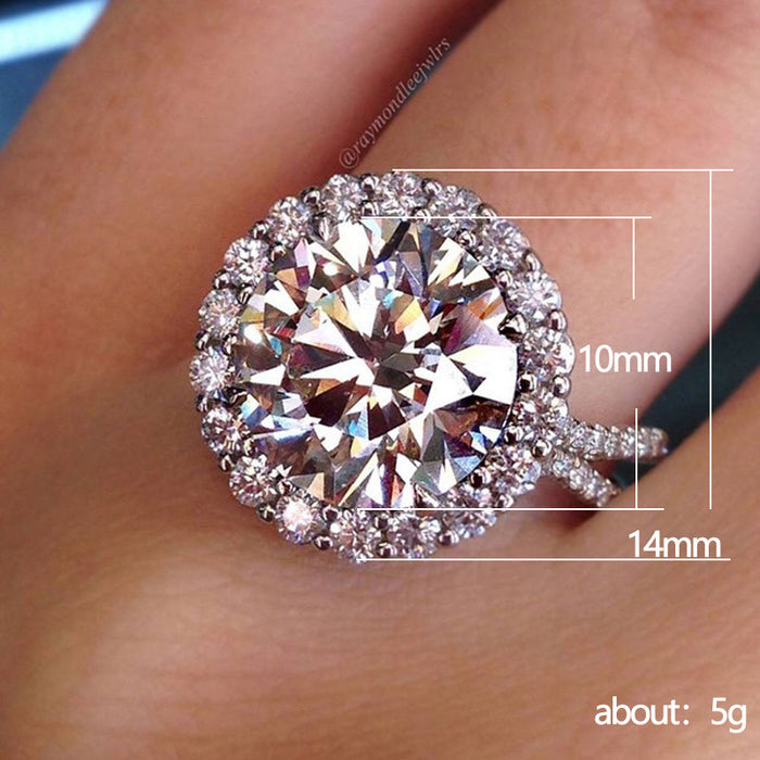 Shiny oversized zircon engagement ring wedding bridal ring